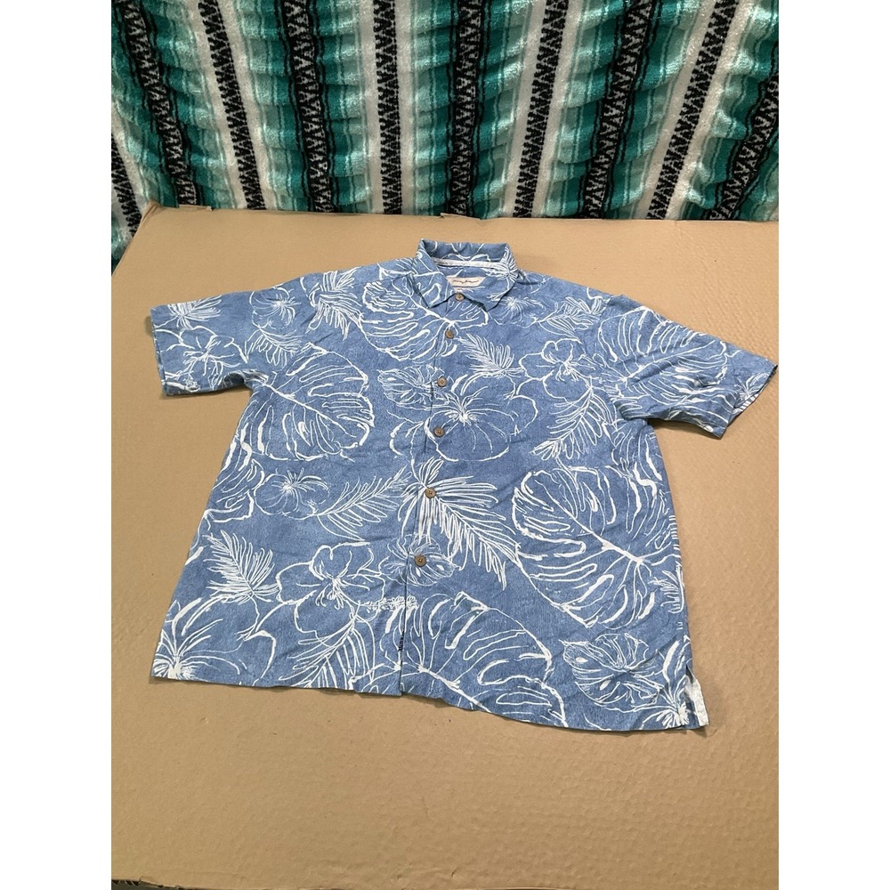 Tommy Bahama Shirt Blue Tree Palm Size L